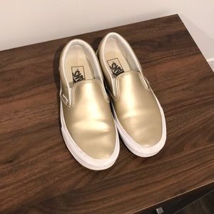 Size women’s 7.5 gold vans slip ons